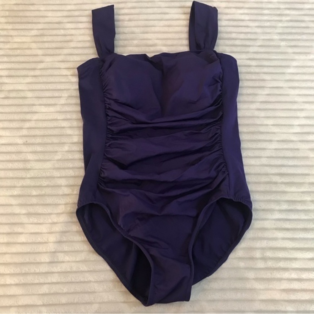 Trimshaper Cosmic Purple Allover Control One-Piece Ruched Panel Shaping size 10